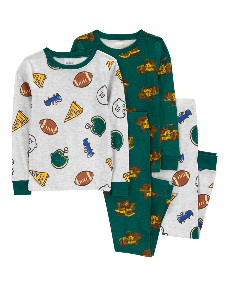 Kid 4-Piece Sports 100% Snug Fit Cotton Pyjamas, image 1 of 4 slides