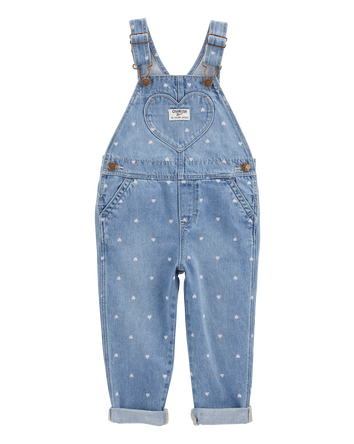 Tout-petit Salopette en denim tricot&eacute; &agrave; motifs de c&oelig;urs - Bleu, 