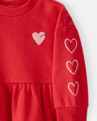 Baby Girl Heart Fleece Long-Sleeve Dress - Red, image 5 of 6 slides