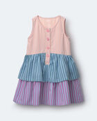 Toddler Girl Tiered Drop-Waist Dress in Stripes - Blue/Purple, image 2 of 5 slides