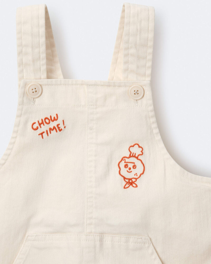 Toddler Let's Eat' Overall with Kanga Pocket - Cream, image 6 of 6 slides