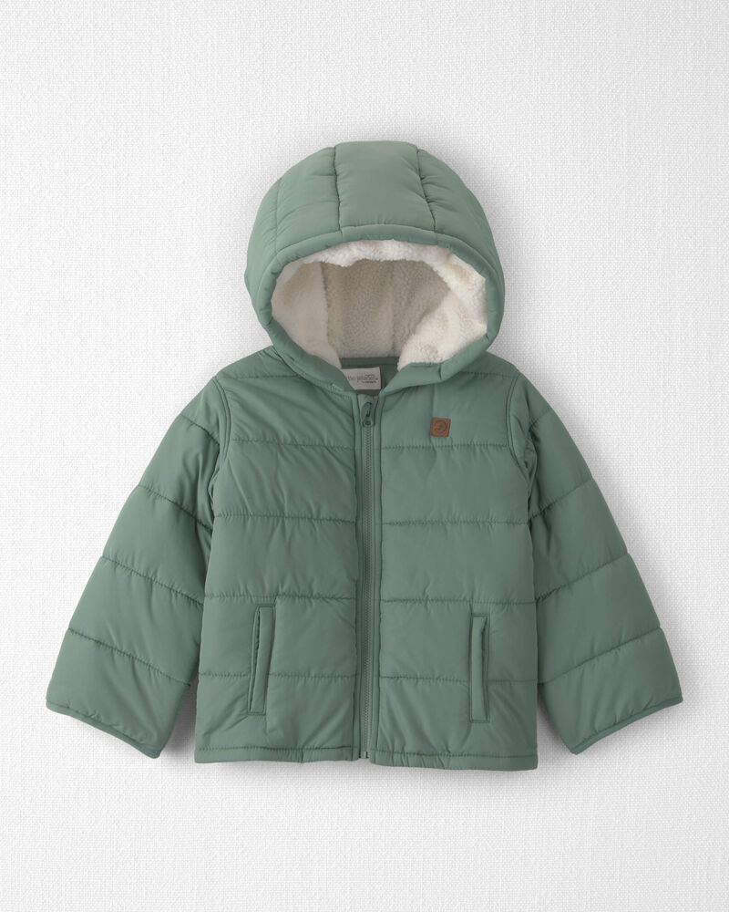 Toddler Recycled Teddy Fleece Hooded Puffer Jacket, image 1 of 5 slides