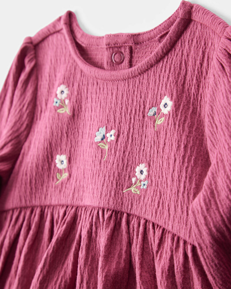 Baby Embroidered Floral Bodysuit Dress, image 3 of 5 slides