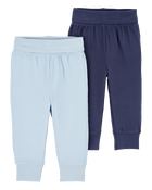 Bébé garçon - Emballage de 2 pantalons à enfiler PurelySoft - Bleu, image 1 sur 7 diapositives