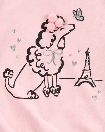 Enfant en bas âge Haut mode à manches longues en tricot à motif de chien - Rose, 