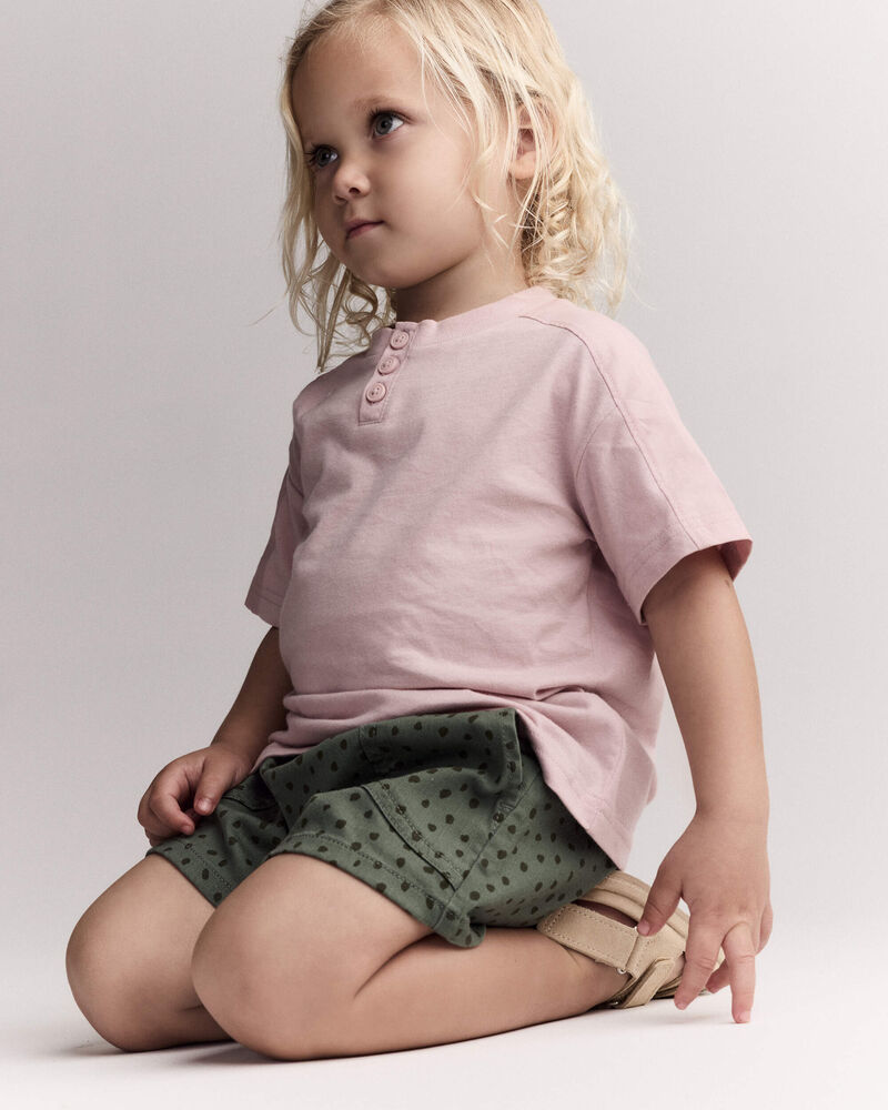 Tout-petit - Short classique &agrave; imprim&eacute; &agrave; pois avec poches - Vert olive, image 4 sur 7 diapositives