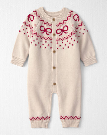 Baby Girl Organic Cotton Fair Isle Sweater Knit Jumpsuit, 