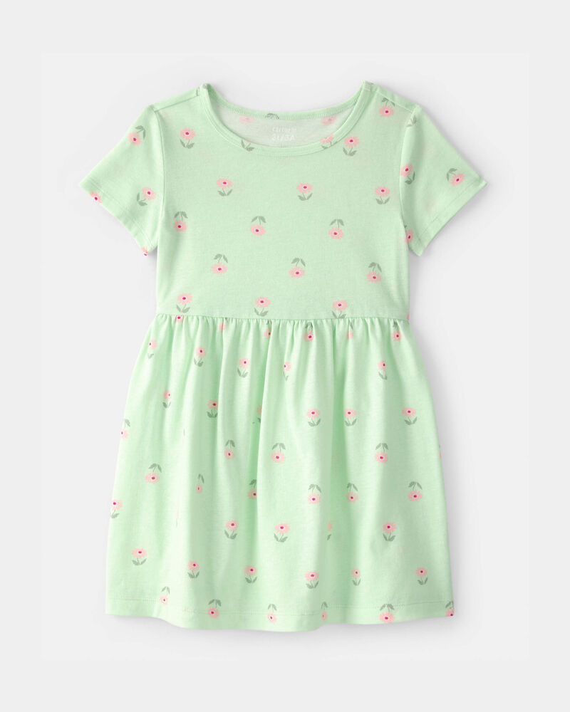 Toddler Girl Floral Short-Sleeve Dress - Green, image 1 of 4 slides