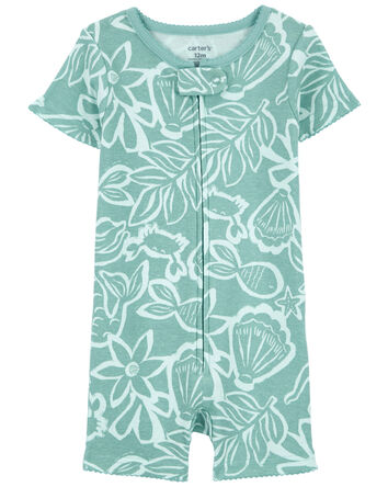 1-Piece Ocean Print 100% Snug Fit Cotton Romper Pyjamas, 