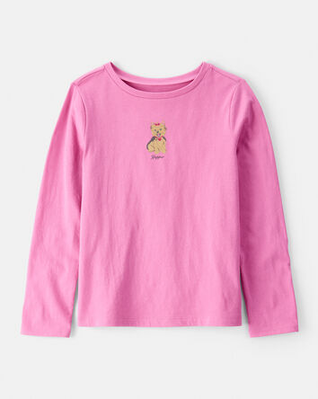 Filles - T-shirt à manches longues avec imprimé de chien – Rose, 