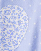 Baby Girl Heart Print Loose Fit Long-Sleeve 2-Way Zip 1-Piece pyjamas - Blue, image 4 of 5 slides