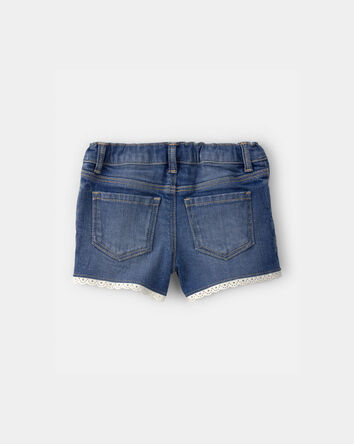 Toddler Girl Eyelet Trim Denim Shorts - Dark Wash, 
