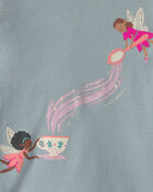 Toddler Girl 4-Piece Fairy 100% Cotton Snug Fit Pyjama Set - Blue/Cream, image 2 of 5 slides