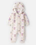 Baby Girl Aztec Print Sherpa Long-Sleeve Jumpsuit - Cream, image 1 of 3 slides