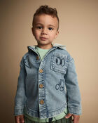 Tout-petit - Blouson en denim &agrave; capuchon au d&eacute;lav&eacute; Avenue - Gris/Bleu chin&eacute;, image 1 sur 5 diapositives