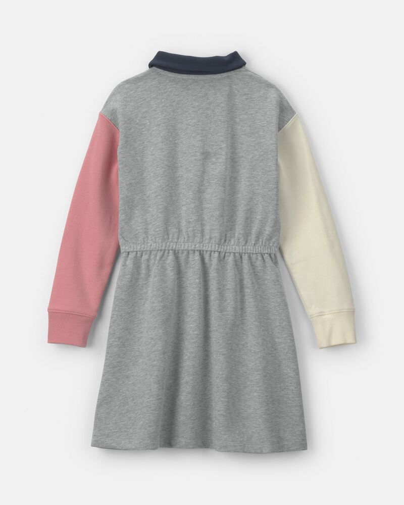 Filles - Robe en jersey bouclette de style universitaire au couleurs contrast&eacute;es - Gris/Rose/Bleu marine, image 2 sur 4 diapositives