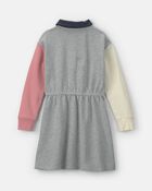 Filles - Robe en jersey bouclette de style universitaire au couleurs contrast&eacute;es - Gris/Rose/Bleu marine, image 2 sur 4 diapositives
