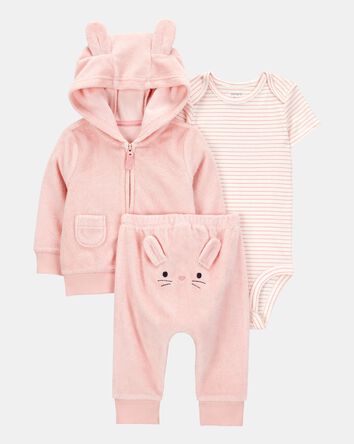 Baby 3-Piece Bunny Little Cardigan Set, 