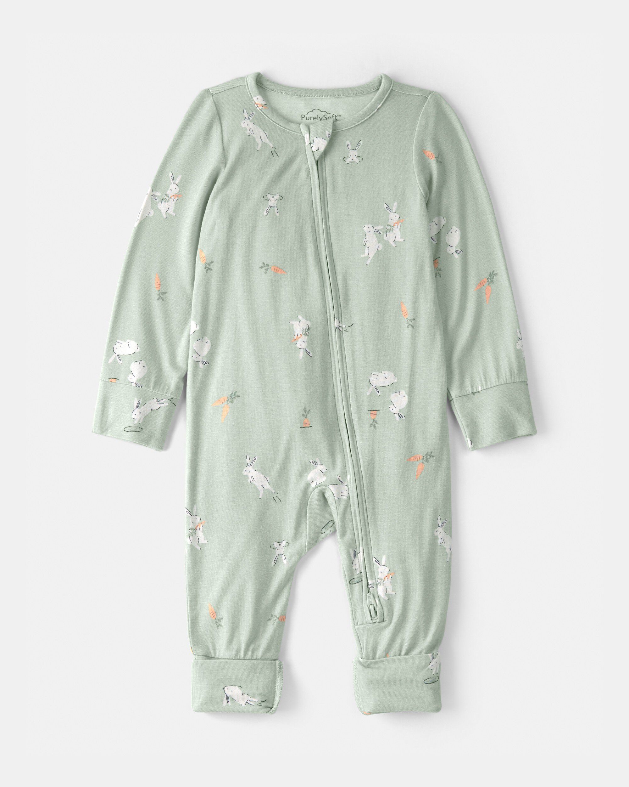 Baby Bunny 2-Way Zip PurelySoft Sleeper - Green | Carter's Oshkosh