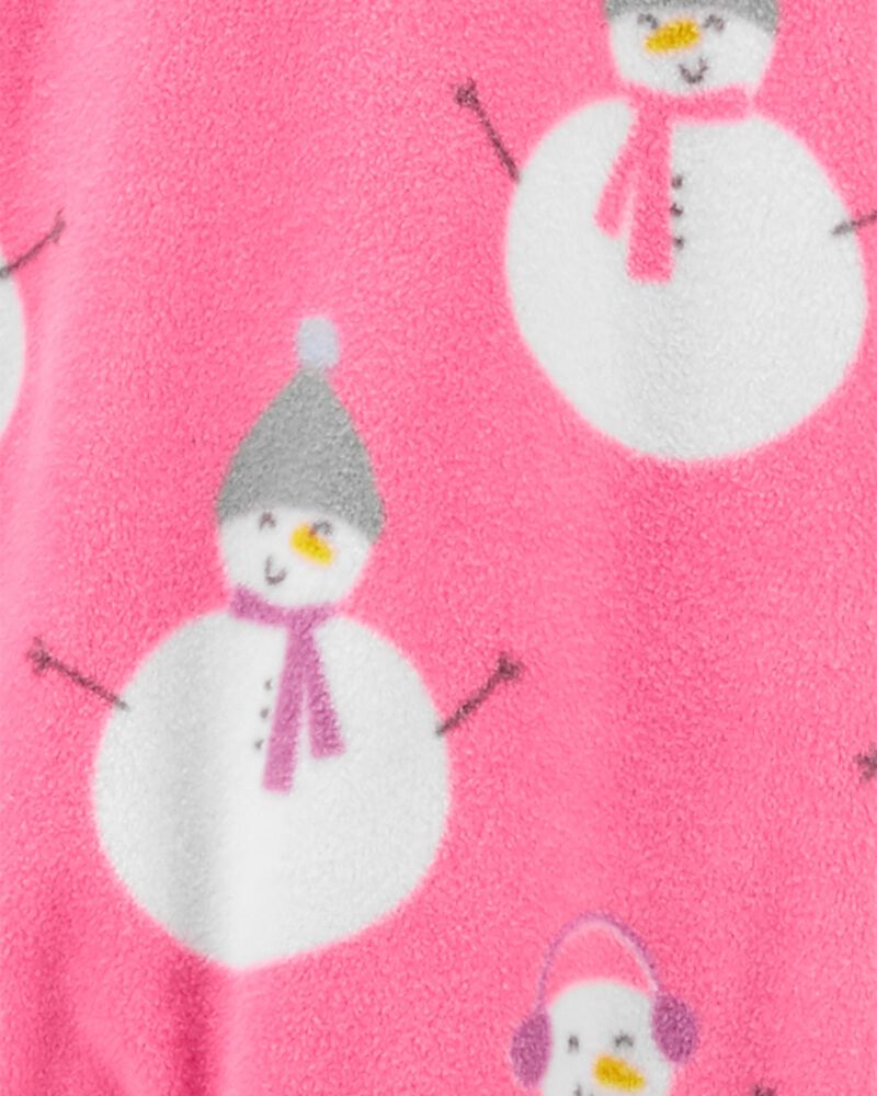 Pyjama 1 pièce à pieds en molleton à bonhomme de neige, image 2 sur 2 diapositives