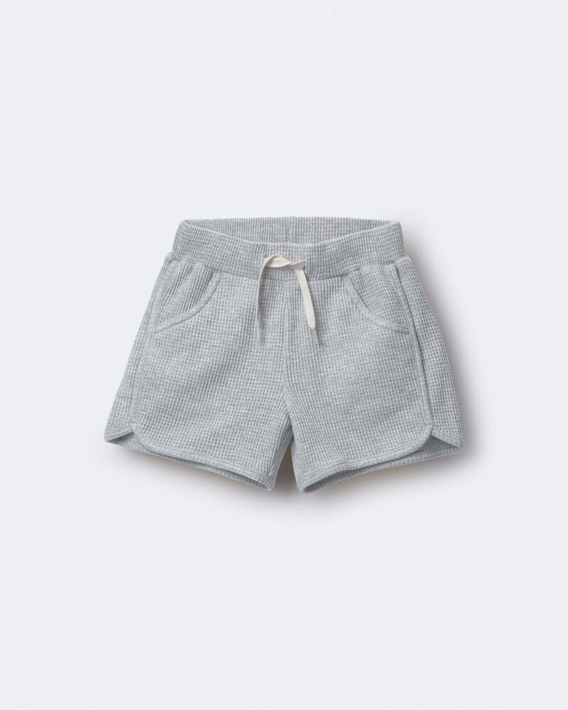 Toddler Waffle Knit Dolphin-Hem Short - Heather Grey, image 2 of 6 slides