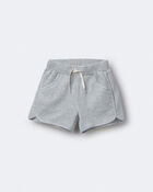 Toddler Waffle Knit Dolphin-Hem Short - Heather Grey, image 2 of 6 slides