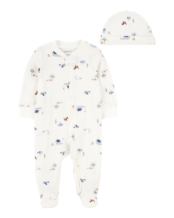 Baby 2-Piece 2-Way Zip Sleeper & Cap Set, 