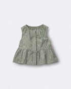 Toddler Girl Embroidered Peplum Top in Floral Print - Green, image 2 of 6 slides