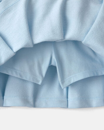 Girls French Terry Smocked Skort - Blue, 