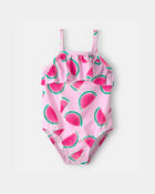 Baby Girl Watermelon 1-Piece Swimsuit - Pink, image 1 of 5 slides