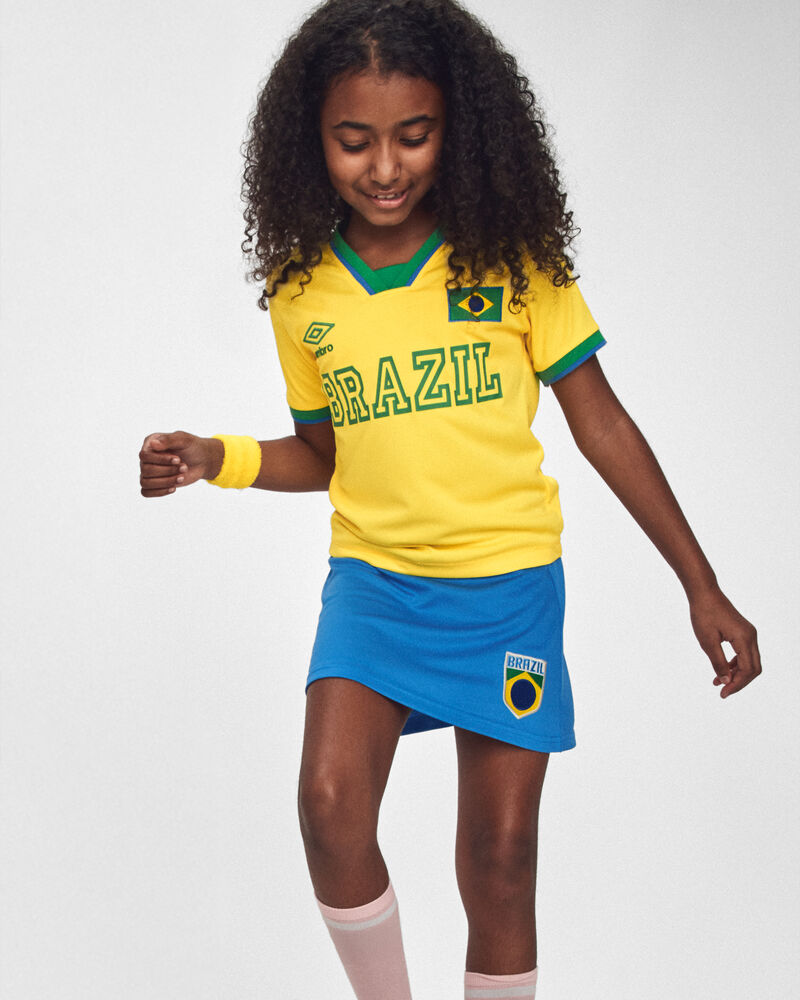 Girls Umbro Brazil Active Skort - Blue/Yellow/Green, image 2 of 7 slides
