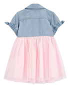 Bébé Robe chemise en denim à jupe en tulle, image 2 sur 4 diapositives