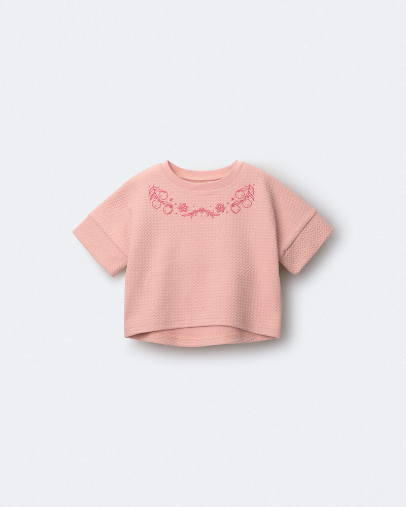 Tout-petit fille - T-shirt &agrave; coupe asym&eacute;trique et manches chauve-souris - P&ecirc;che, image 2 sur 5 diapositives