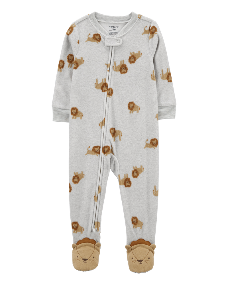 Grey Toddler 1 Piece Lion Fleece Footie Pyjamas Carter s Oshkosh Canada