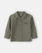 Boys Canvas Button-Down Shirt - Green, image 1 of 3 slides