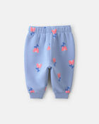 Baby Girl Floral Fleece Pants - Blue, image 2 of 4 slides