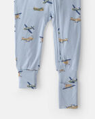 Baby Boy Plane PurelySoft 2-Way Zip 1-Piece Pyjama - Blue, image 5 of 7 slides