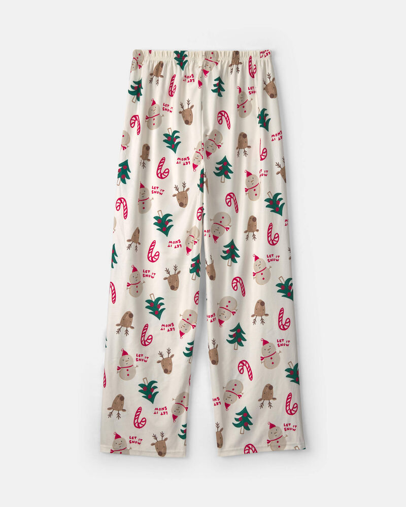 Adult Christmas Icon Fleece Loose Fit Pyjama Bottoms - Cream, image 2 of 4 slides