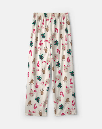 Adult Christmas Icon Fleece Loose Fit Pyjama Bottoms - Cream, 