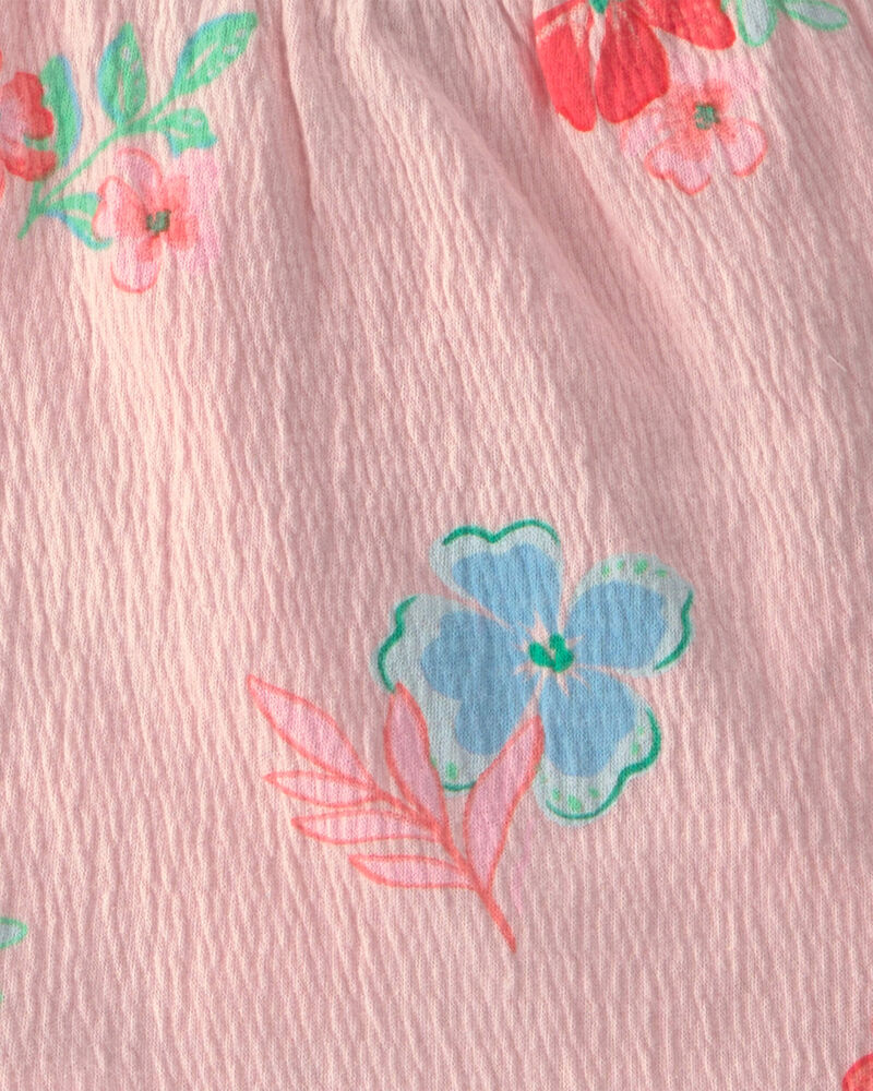 B&eacute;b&eacute; fille - Ensemble 2 pi&egrave;ces haut fleuri &agrave; volants et short - Rose, image 3 sur 4 diapositives