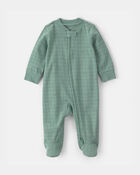 Baby Boy Dinosaur 100% Cotton 2-Way Zip Sleeper - Green, image 1 of 4 slides