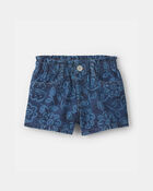 Tout-petit fille - Short en denim &agrave; motif floral - D&eacute;lav&eacute; fonc&eacute;, image 1 sur 3 diapositives