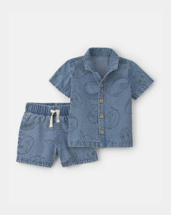 Baby Boy 2-Piece Pixar&copy; Toy Story Chambray Short-Sleeve Top & Short Set - Medium Wash, 