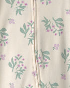 Baby Girl Floral Cotton 2-Way Zip Sleeper - Cream, image 2 of 4 slides