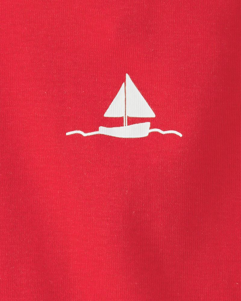 Baby Girl 3-Piece Sailboat Short-Sleeve Top, Bodysuit & Short Set - Red/White, image 3 of 5 slides