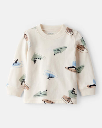 Baby Boy Sneakers Print Fleece Sweatshirt - Cream, 