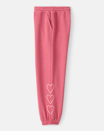Filles - Pantalon de jogging en jersey bouclette à motif de cœurs - Rose, 