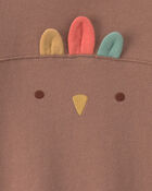 Baby Turkey Thanksgiving French Terry Long-Sleeve Jumpsuit - Brown, image 3 of 5 slides