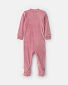 Baby Girl 1-Piece Icon 2-Way Zip DreamPlush Snug Fit Footed Pyjama - Pink, image 2 of 5 slides