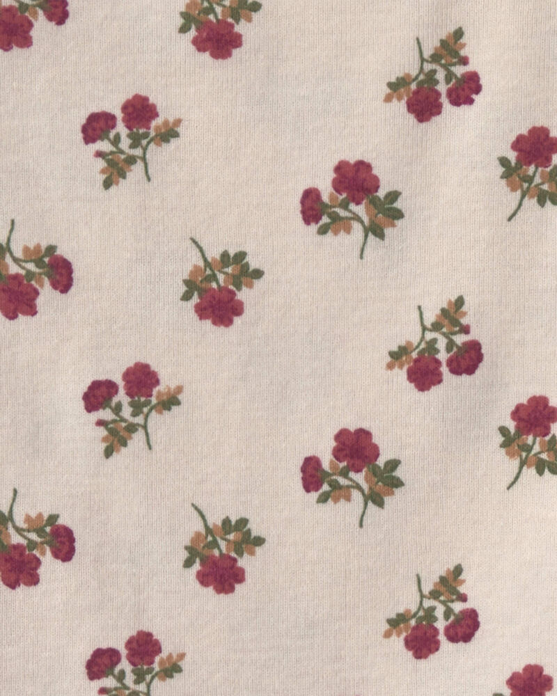 Baby Girl 2-Piece Floral Overall Set - Maroon/Ivory, image 5 of 6 slides